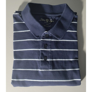 David Taylor Collection Mens Large Golf Polo Shirt Blue w/White Stripe Pre-Owned